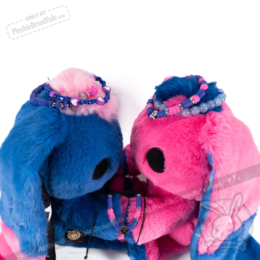 Plushie Dreadfuls Gemini Rabbit - Soft Stacking Friendship Bracelet for Zodiac Lovers, Best Friend Gifts & Everyday Wear