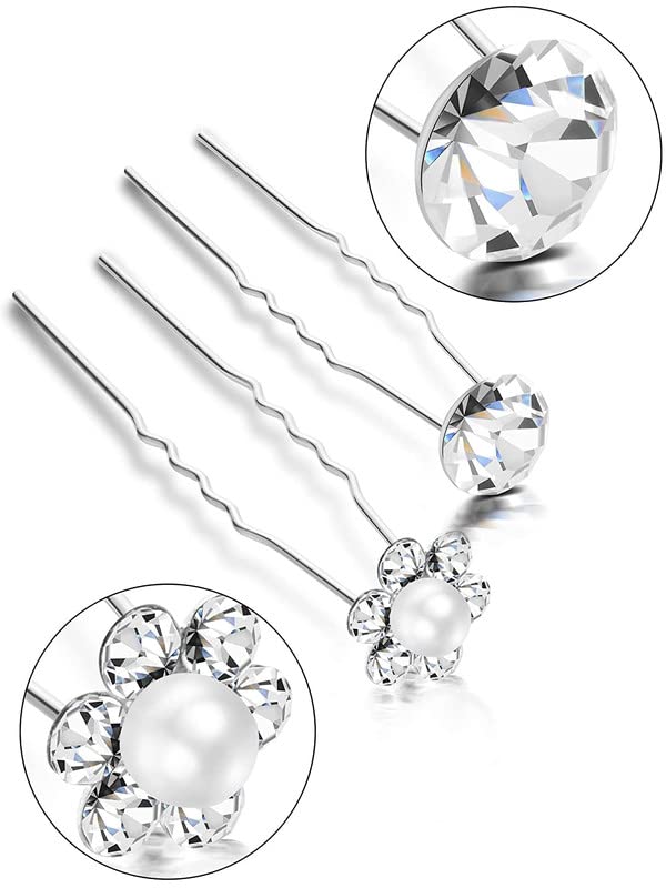 RECTYO GALLERY Pack - 12pcs Rhinestone Bridal Hair Pins | Wedding Hair Accessories for Women & Girls | Perfect for Bridal Showers, Weddings & Special Occasions