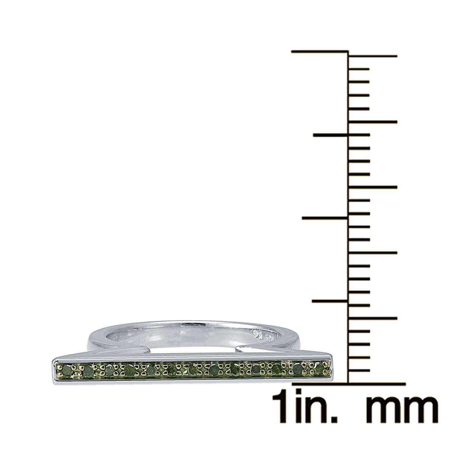Genuine Green Diamond Sterling Silver Bar Ring for Women - Elegant Everyday Jewelry, Perfect for Gifts & Special Occasions