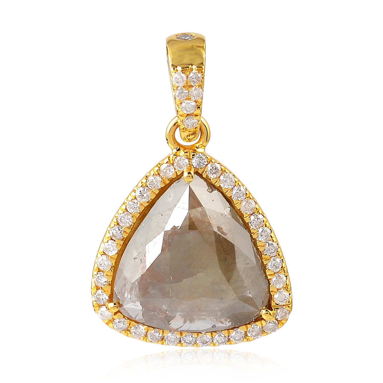 18K Yellow Gold Triangle Natural Ice Diamond Pendant Necklace for Women - Elegant Gift for Anniversary, Birthday & Special Occasions