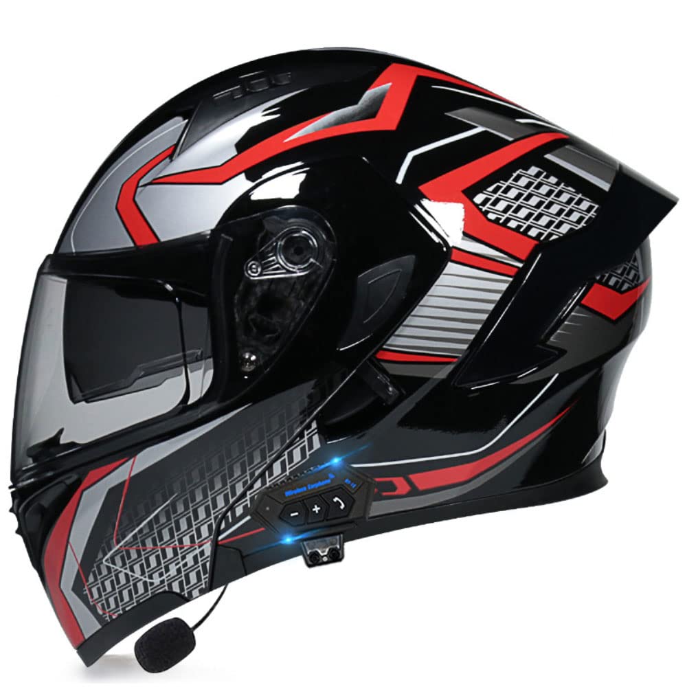 DOT Approved Modular Full Face Motorcycle Helmet with Bluetooth & Dual Visor - Flip Up Design for Men & Women - Perfect for Commuting, Touring & Adventure Riding