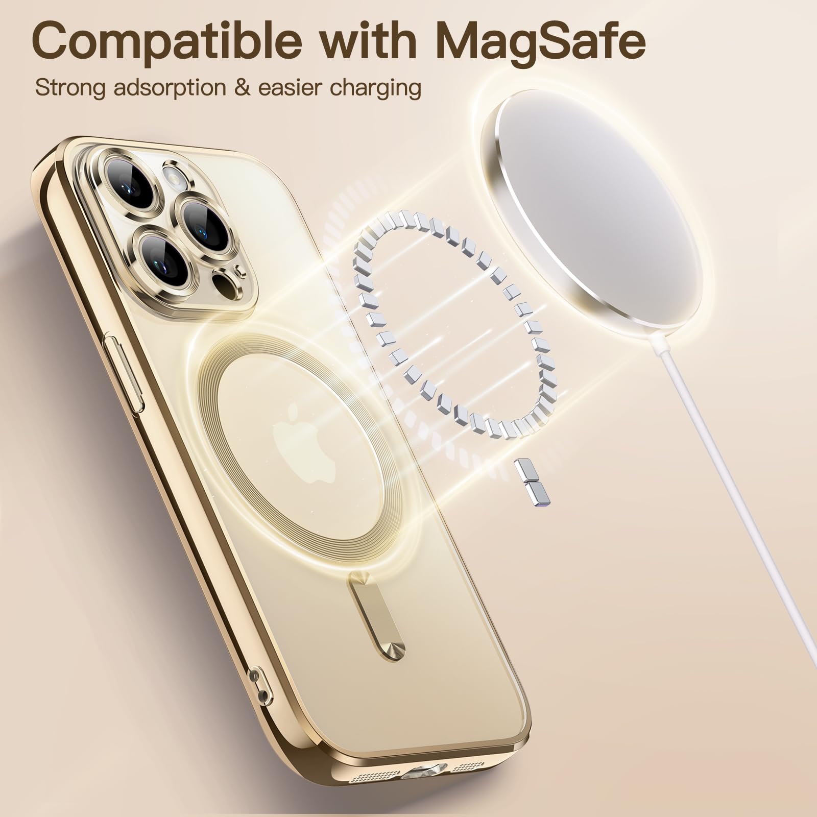 JETech Soft Clear Case for iPhone 13 Pro 6.1-Inch | Shockproof TPU Phone Cover with Full Camera Protection & MagSafe Wireless Charging | Gold Electroplated Design | Perfect for Everyday Use, Travel & Outdoor Activities