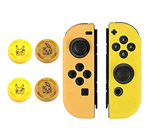 6 in 1 Thumb Grips Joystick Cap Cover - Soft Silicone Protective Skin Case for Nintendo Switch Joy-Con Controller (Yellow-Brown) - Perfect for Gaming Comfort & Enhanced Grip During Long Play Sessions
