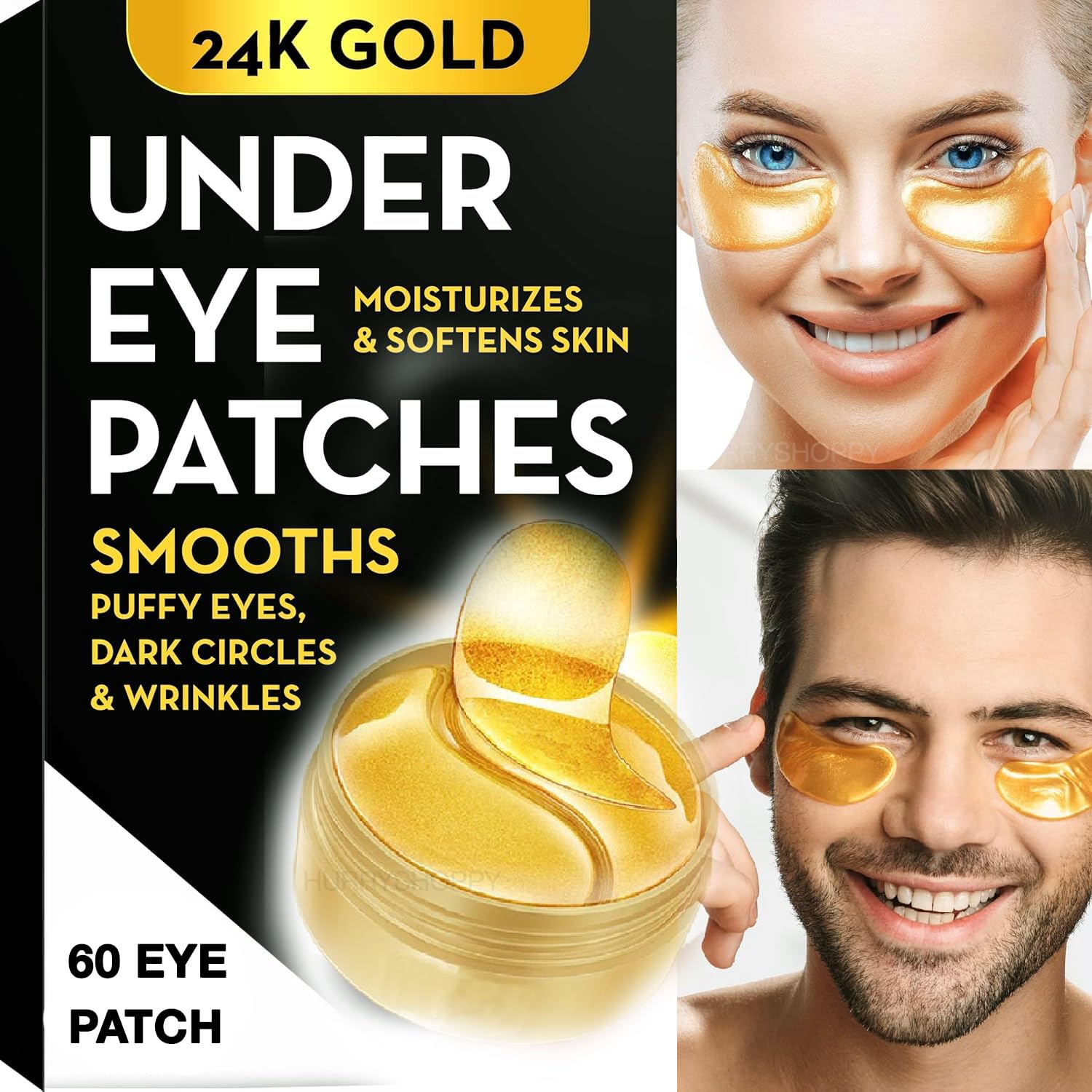 24K Gold Under Eye Cooling Gel Pads for Dark Circles & Puffiness Removal - Brightening & Wrinkle Reducing Eye Patches for Men & Women - Perfect for Nighttime Skincare & Morning Refresh