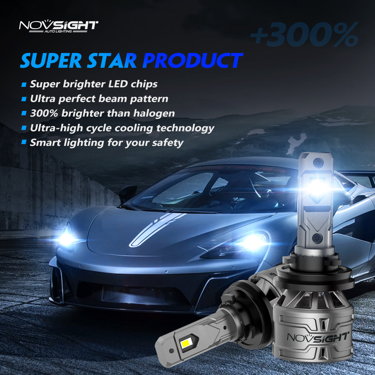 2013-2020 Ford Escape LED Headlight Bulbs H11 9005 - Super Bright Halogen Replacement Kit (4 Bulbs) for Improved Night Visibility & Safety Driving