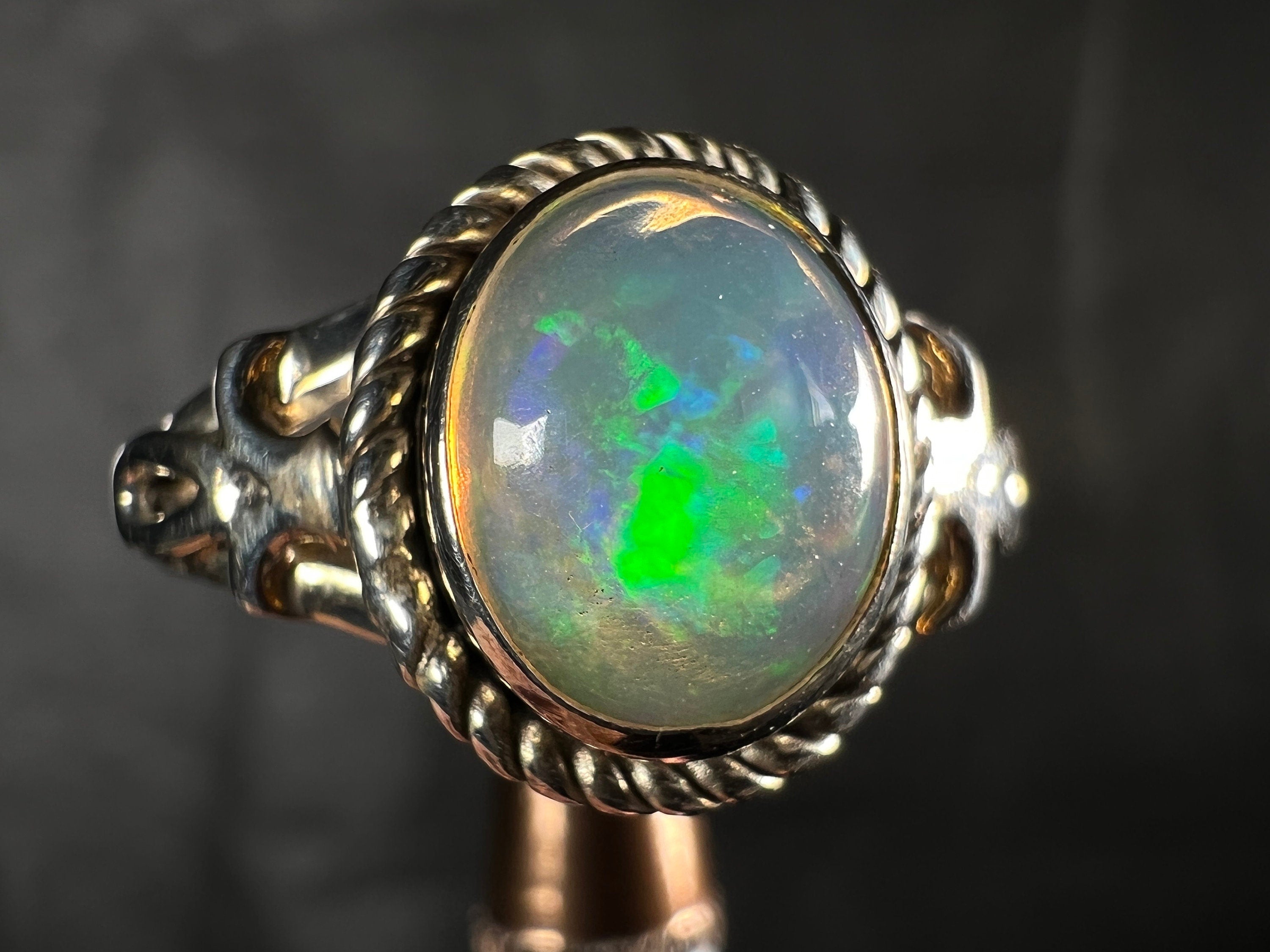 Ethiopian Welo Opal Ring for Women - Sterling Silver Size 9.5, Elegant Bridal Jewelry & Wedding Band | Perfect for Engagement, Anniversary Gifts & Special Occasions