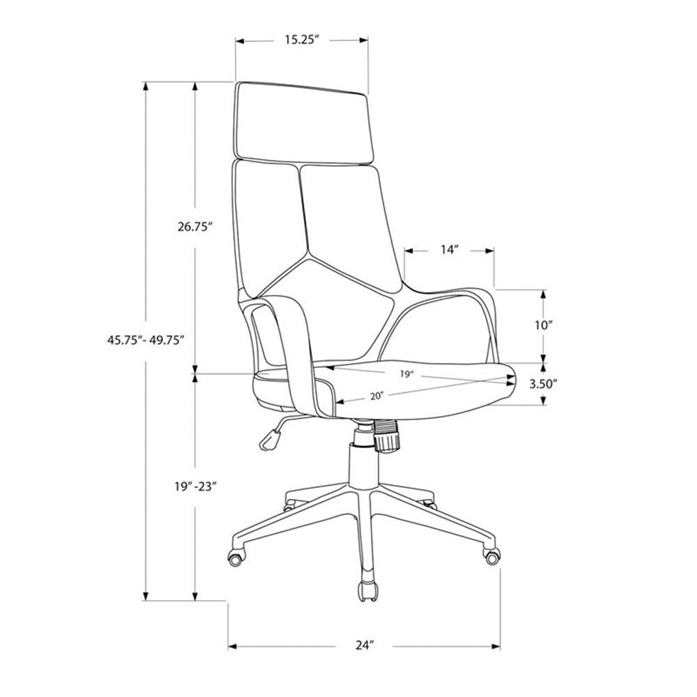 Monarch Specialties Ergonomic Office Chair - Black Mesh Back, Adjustable Height, Swivel & Rolling Wheels for Home & Office Workspace Comfort