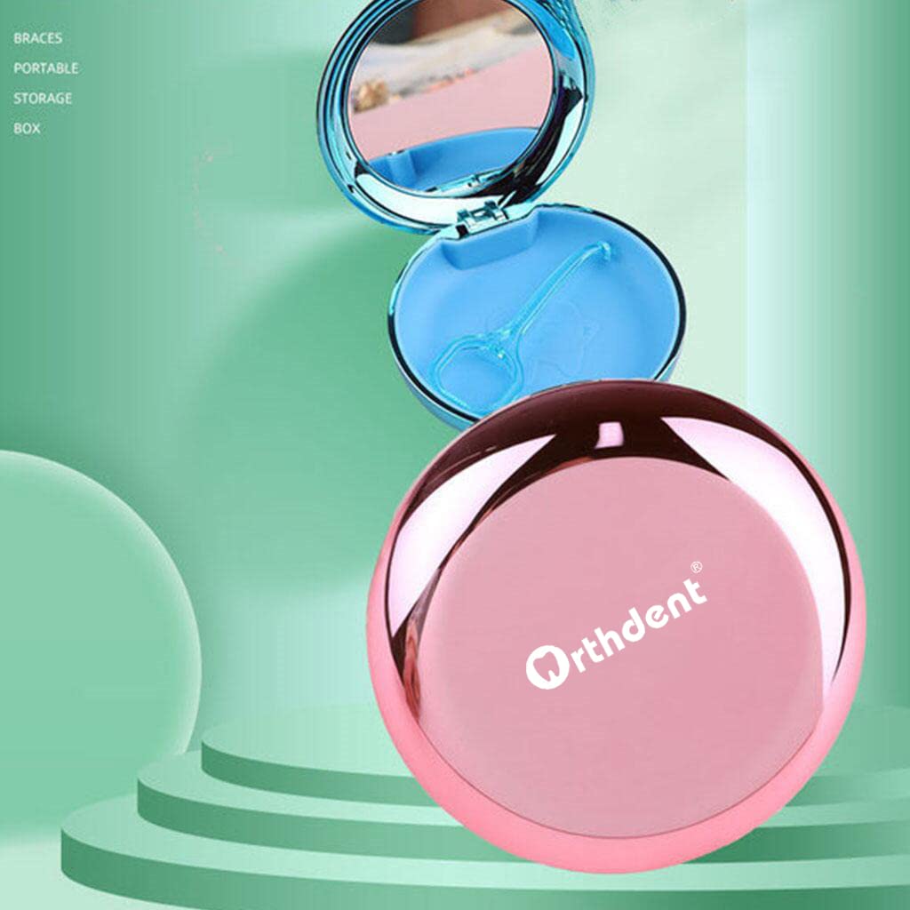 Premium Orthodontic Retainer Case with Magnetic Closure - Includes 1 Retainer Case, 1 Aligner Remover Hook & 1 Cleaning Brush (Pink) - Perfect for Travel, School & Daily Dental Care