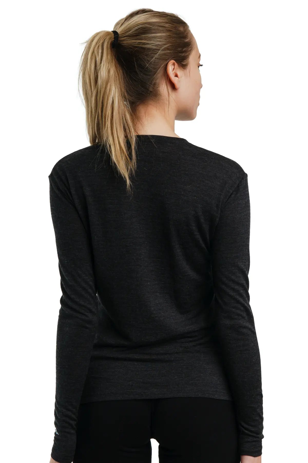 Women's Merino Wool Long Sleeve Thermal Shirt - 165 Charcoal - Soft & Warm Base Layer for Hiking, Skiing & Winter Outdoor Activities