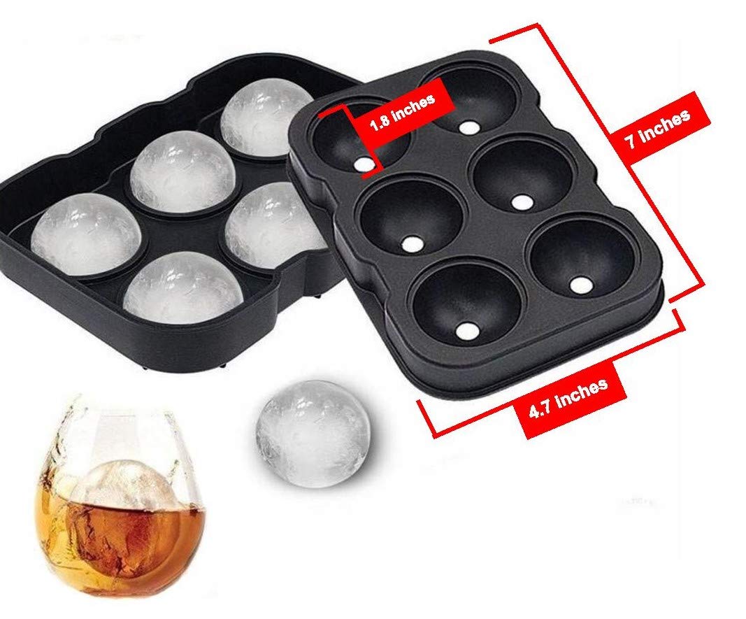 Premium Silicone Ice Cube & Ice Ball Mold Set of 2 with Lids - Large Reusable Freezer Trays for Cocktails, Whiskey, Beverages & Party Drinks
