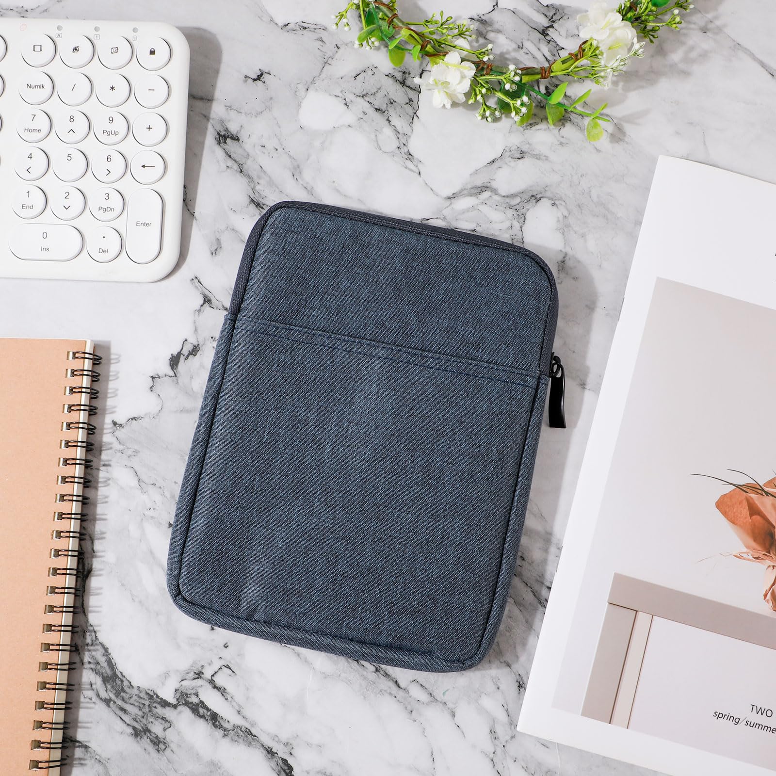 Premium 6-7 Inch Kindle E-Reader Sleeve Case - Waterproof Protective Cover Pouch for Kindle Paperwhite/Oasis/Fire Tablet - Navy Blue - Perfect for Travel, Commuting & Home Reading Protection