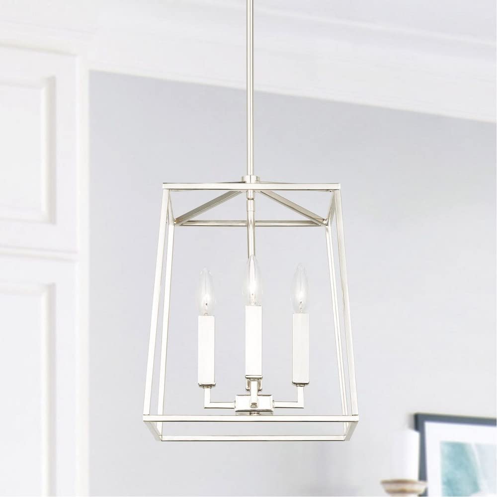Capital Lighting 537641MB Thea Lantern Foyer Pendant Light Fixture - 4-Light 240W Matte Black Chandelier - 15