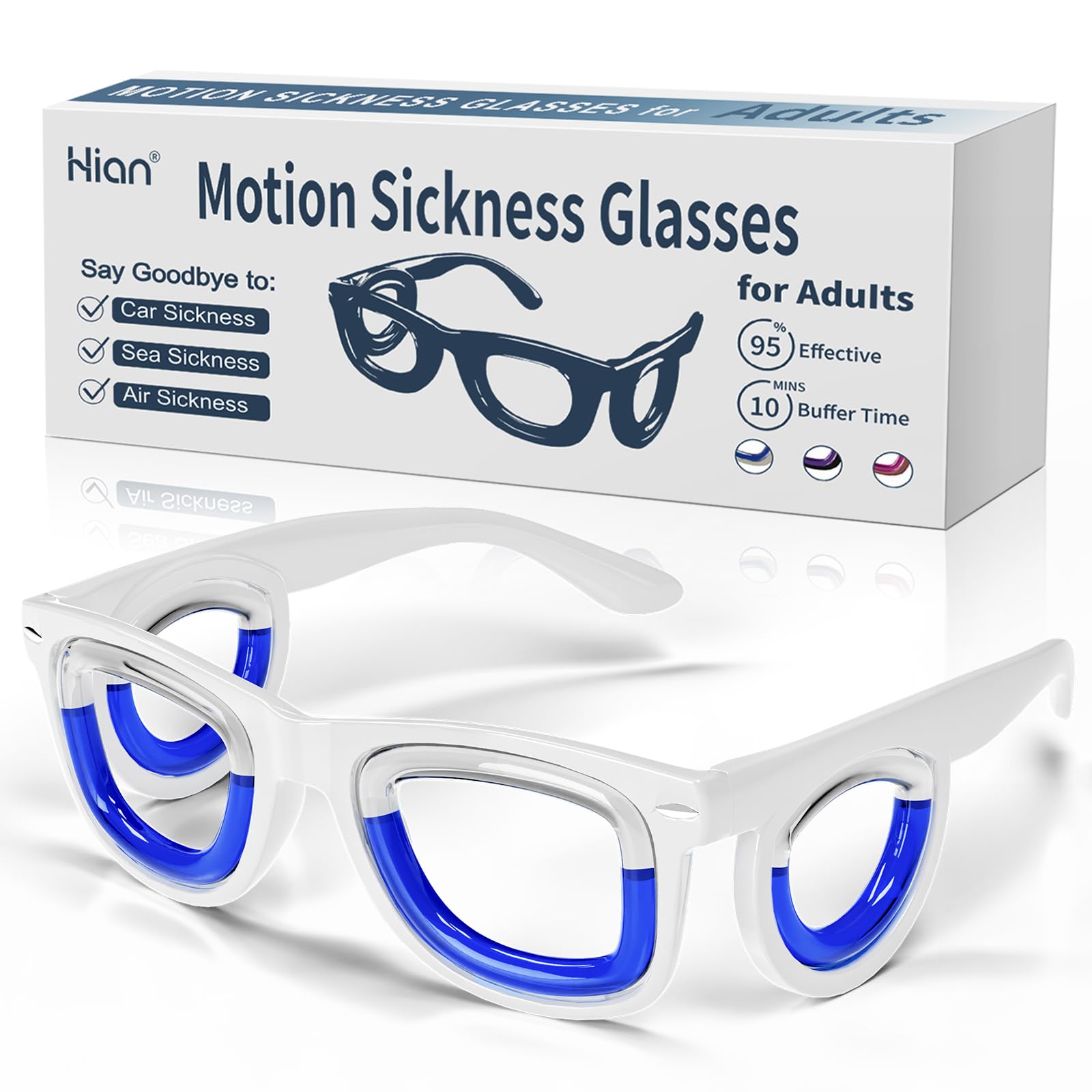 Hion Anti Motion Sickness Glasses for Adults - Ultra Lightweight Nausea Relief Glasses for Travel, Cruise, Car, Air & Sea Sickness - Portable Motion Sickness Relief for Road Trips, Flights & Boat Rides