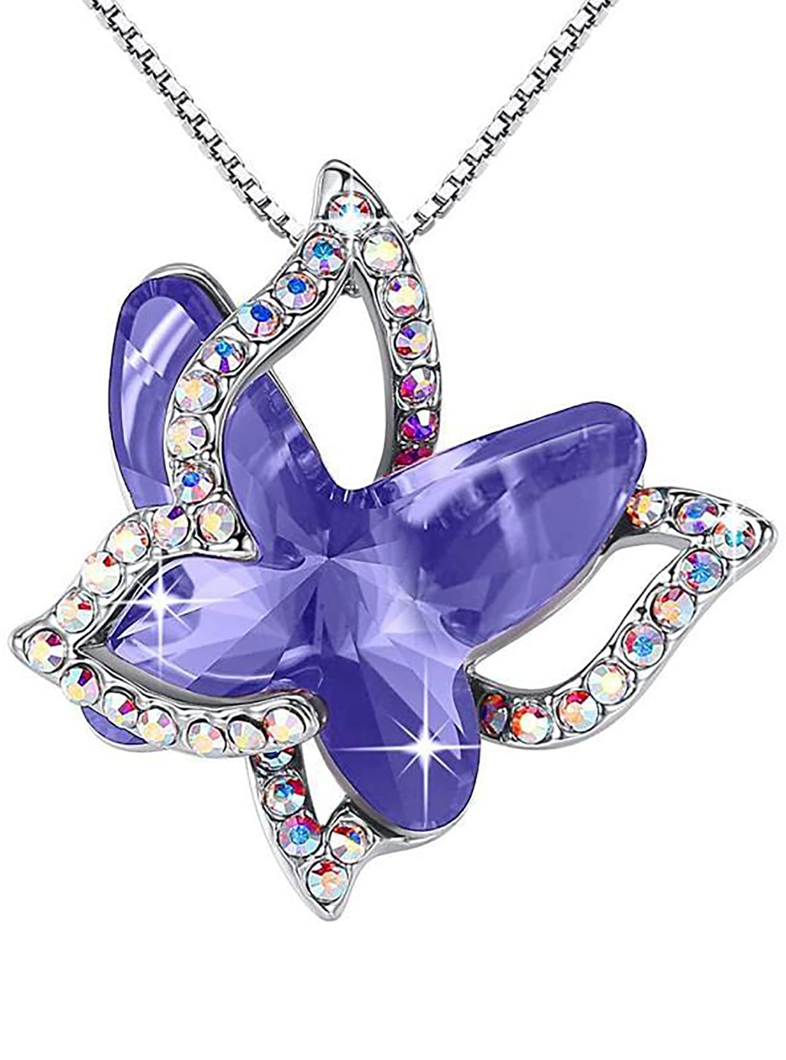 Butterfly Crystal Pendant Necklace - Bohemian Silver Tone Crystal Jewelry for Women | Elegant Gift for Her, Birthday, Anniversary & Special Occasions | Perfect for Parties, Weddings & Everyday Wear