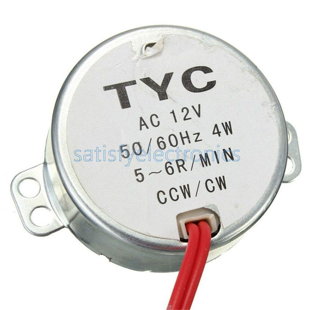 TYC 50 12V 4W 50/60Hz Synchronous Motor 5/6RPM CW CCW - Replacement Microwave Turntable Motor for Ovens, Microwaves & Small Appliances - Perfect for DIY Repairs & Home Kitchen Upgrades