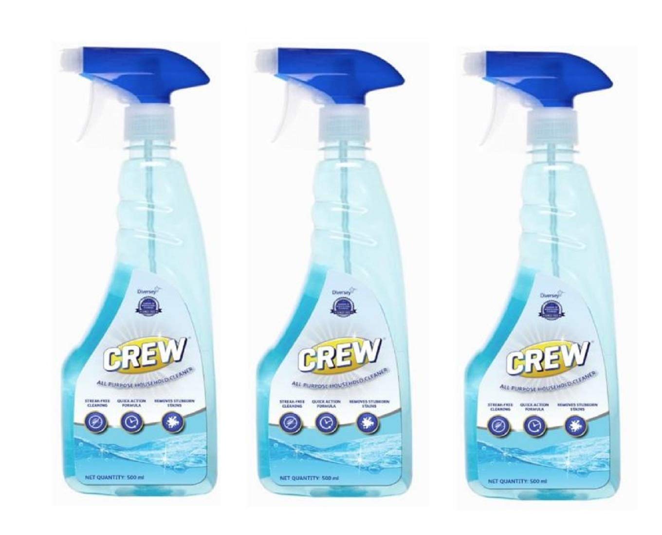 Crew Glass Cleaner & All Purpose Cleaner - 500ml (Pack of 3) | Streak-Free Cleaning for Windows, Mirrors, Countertops & More | Ideal for Home, Office & Car Use