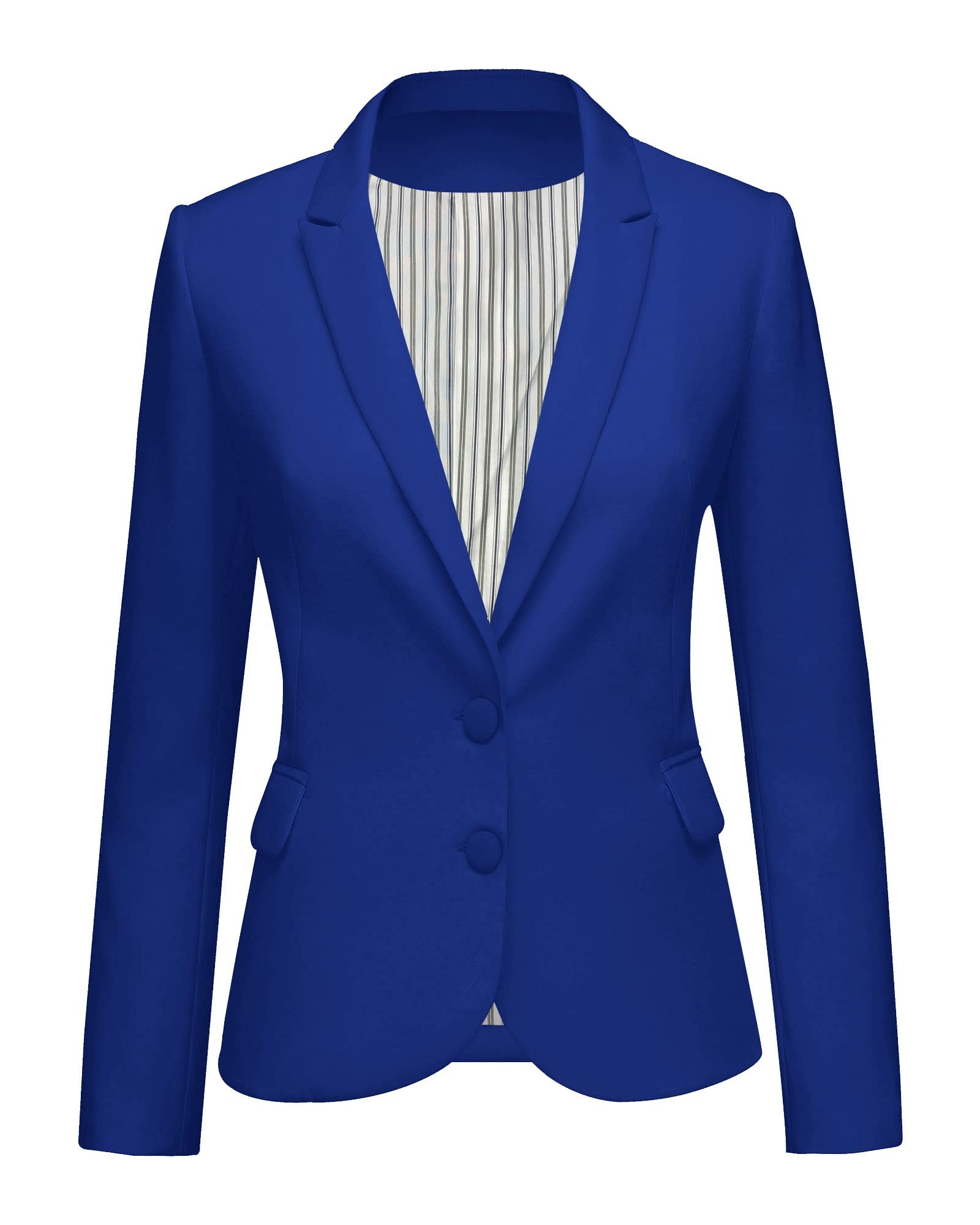 LookbookStore Women's Notched Lapel Blazer with Pockets - Professional Button Front Office Jacket for Business, Work & Formal Occasions