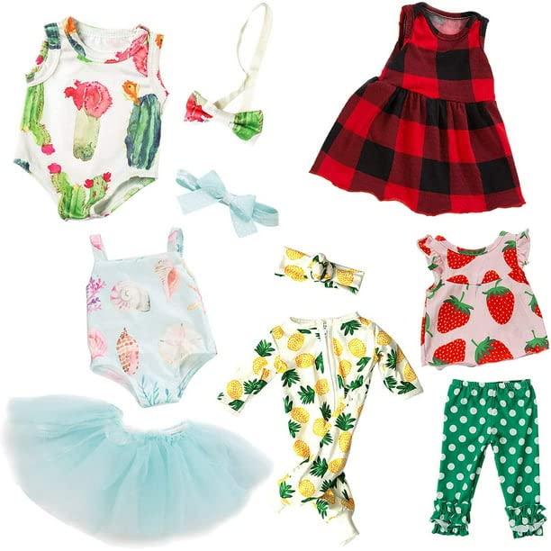 14-16 Inch Baby Doll Clothes Set with Headbands - for 43cm Newborn & 18