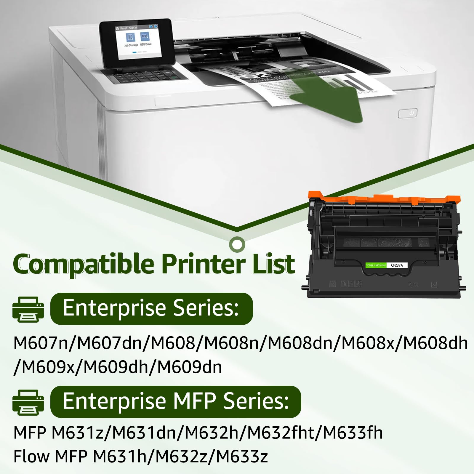 Greencycle Compatible Toner Cartridge Replacement for HP 37A CF237A 37X - Works with HP Enterprise M607n M607dn M608n M608dn M608x M609 M609x MFP M631 M632 M631h M633fh Printers (Black, 2-Pack) - Ideal for Office Printing & High Volume Documents
