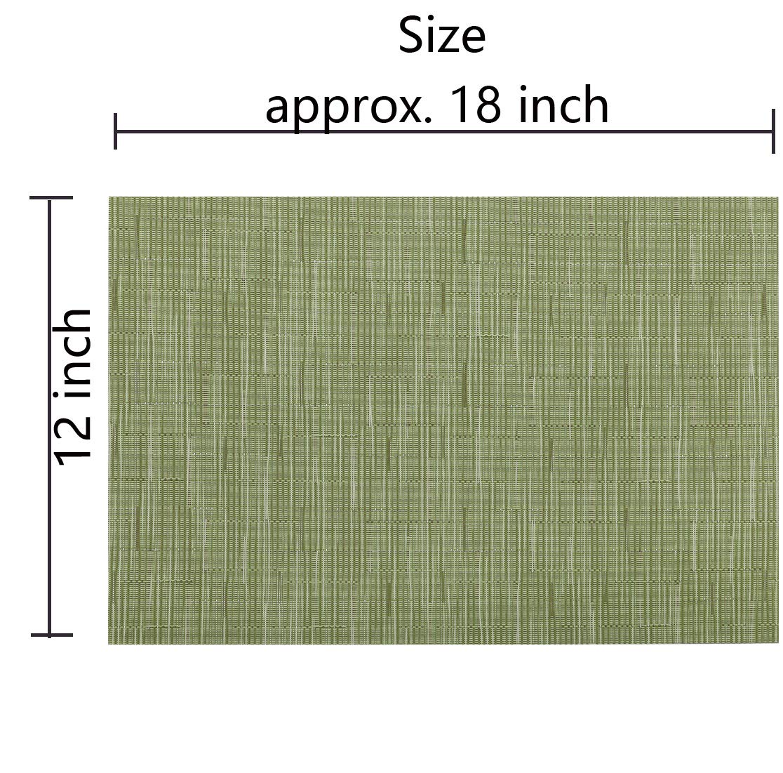 SHACOS Set of 6 Woven Vinyl Placemats - Non-Slip, Wipe Clean Table Mats for Dining Room, Kitchen, and Outdoor Use (Olive Green, 6-Pack) - Perfect for Everyday Meals, Dinner Parties, and Picnics