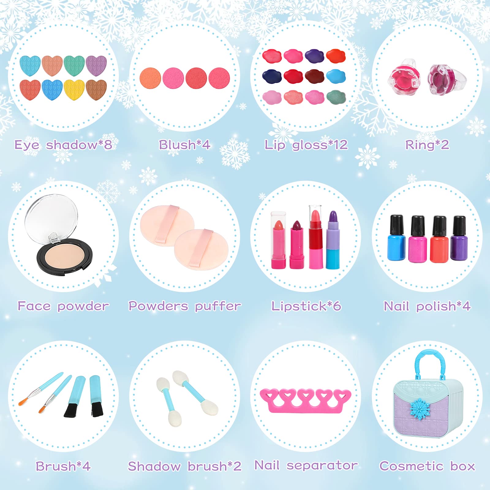 **45-Piece Washable Kids Makeup Kit for Girls Ages 4-12 | Non-Toxic & Safe | Perfect for Birthday, Halloween & Pretend Play | Toddler Girl Toys**