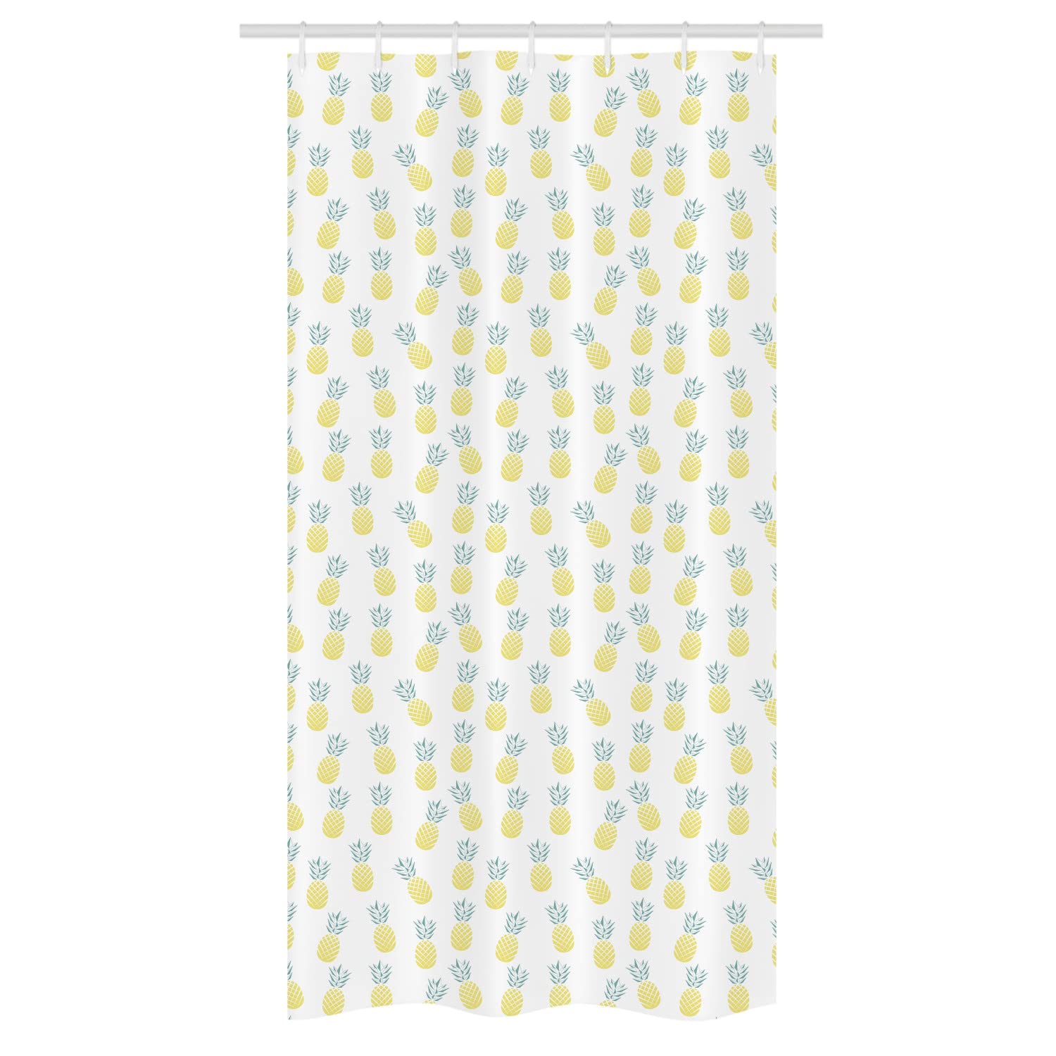 Ambesonne Exotic Pineapple Shower Curtain - Hawaiian Tropical Fruit Rhombus Pattern, Pastel Yellow & Green Bathroom Decor, 36