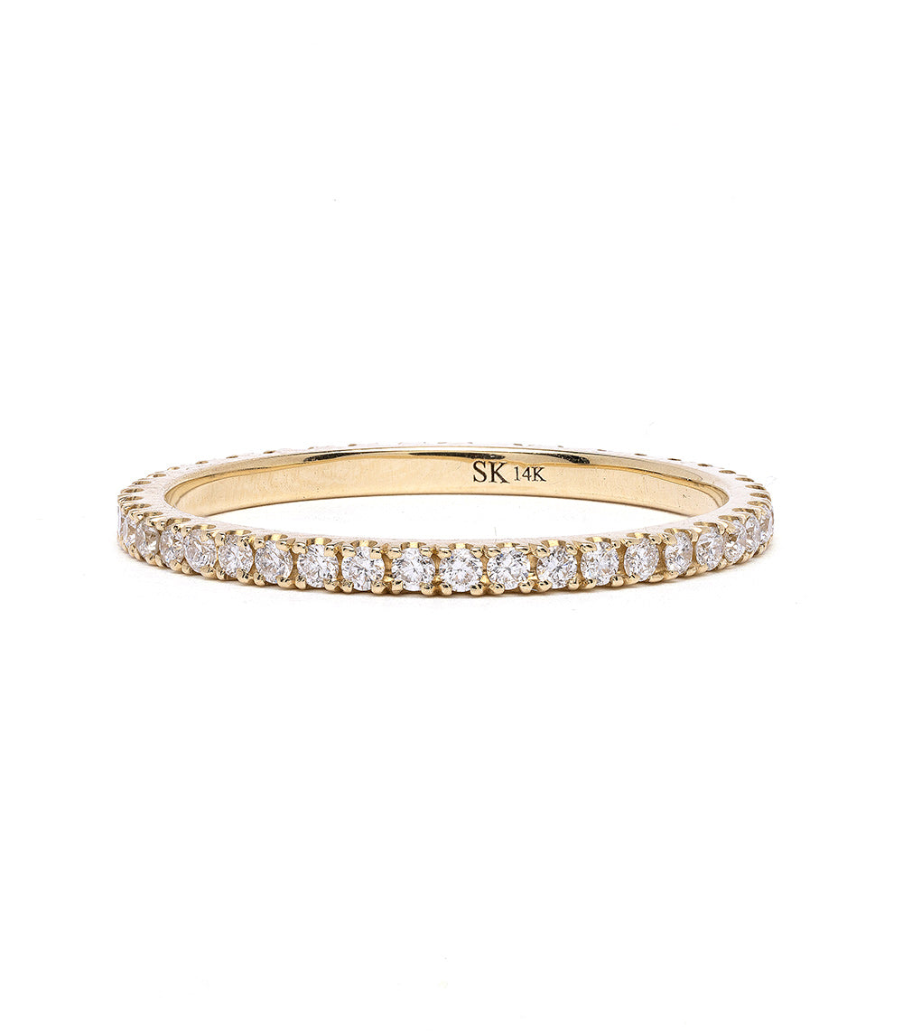 Square Edge Diamond Eternity Band - 14K White Gold Women's Wedding Ring, Stackable Anniversary Band for Bridal Jewelry & Special Occasions