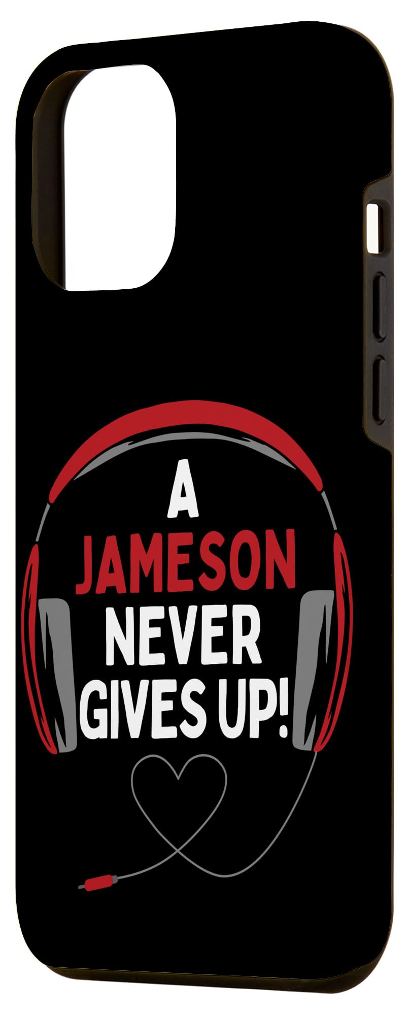 iPhone 12 Pro Max Gaming Case with Premium Headset - Personalized 'A Jameson Never Gives Up' Quote - Perfect for Mobile Gaming & Esports Enthusiasts