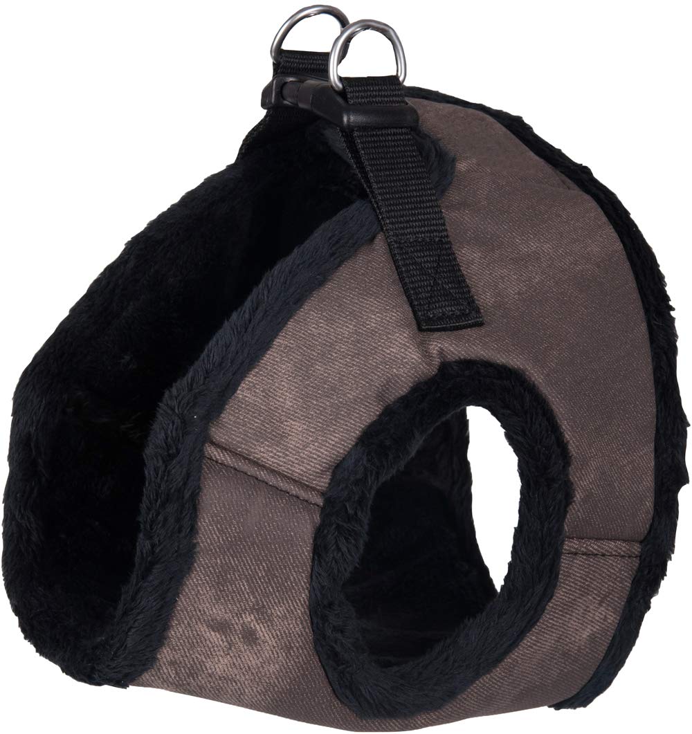 Flamingo Mellow Jeans Dog Harness - Adjustable Brown Pet Vest, 33 cm Length 20 mm Width - Perfect for Walking, Training & Outdoor Adventures