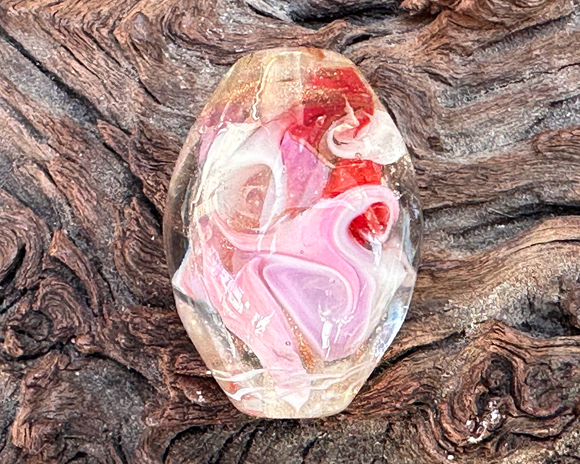 Valentine Swirl Lampwork Glass Focal Bead - Handmade SRA Artisan Bead for Jewelry Making, DIY Crafts, Necklace & Bracelet Designs - Perfect for Valentine's Day Gifts & Romantic Jewelry Projects