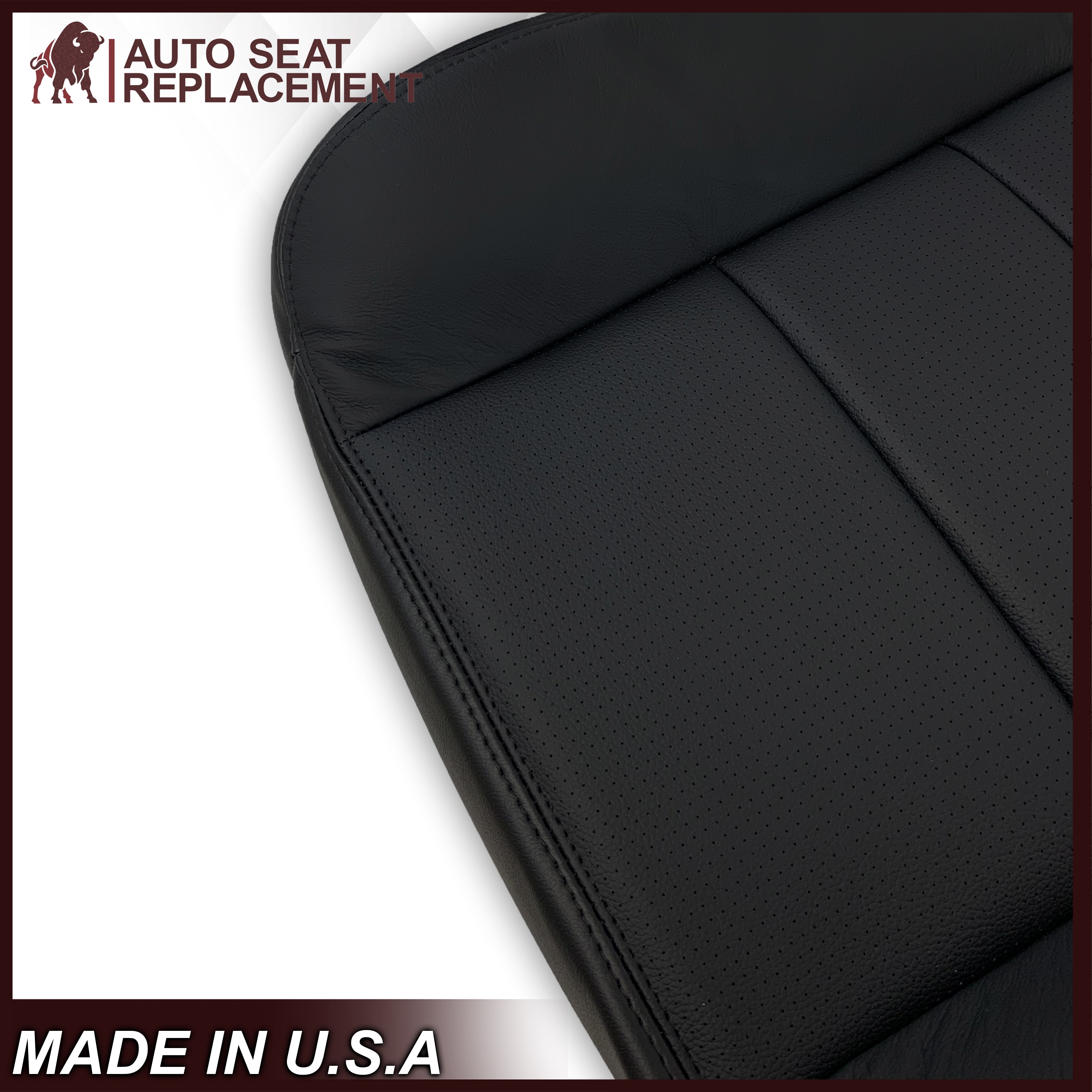 2001-2003 Ford F350 F250 Lariat Extended Cab Black Perforated Seat Covers - Genuine Leather or Premium Vinyl - Perfect for Truck Upgrades & Road Trips
