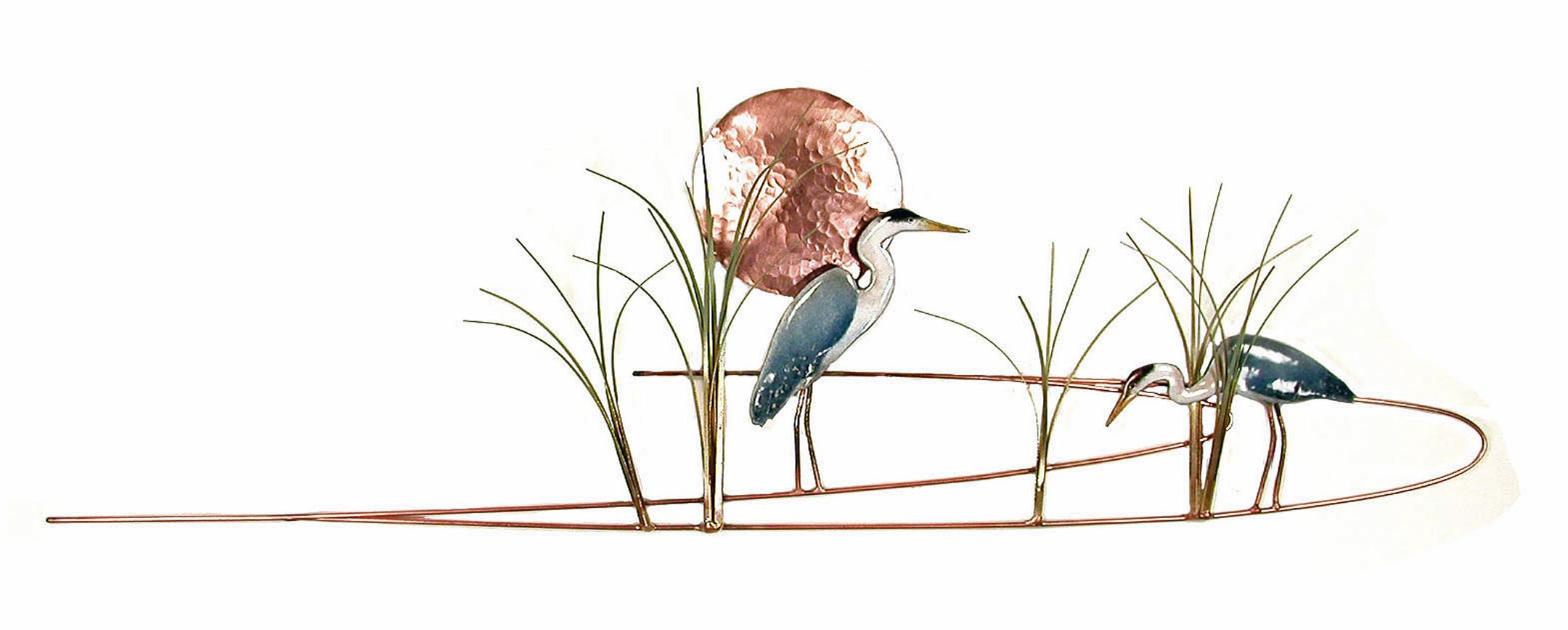 Great Blue Herons At Sunset Metal Wall Sculpture - Coastal & Nautical Wall Decor for Living Room, Bedroom, Office - Handmade Nature-Inspired Home Art