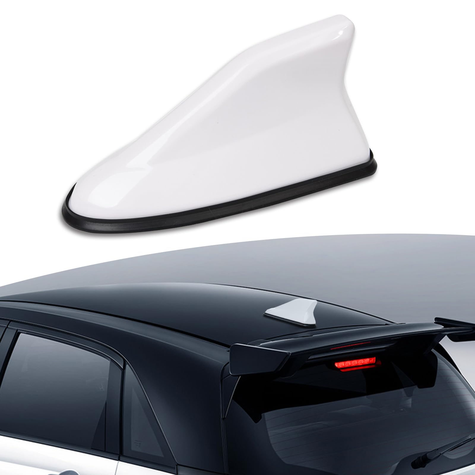 1 PC Universal Car Shark Fin Antenna - ABS AM/FM Radio Signal Receiver Cover for Most Cars, SUVs & Vans (White) | Stylish Automotive Exterior Upgrade for Enhanced Vehicle Appearance