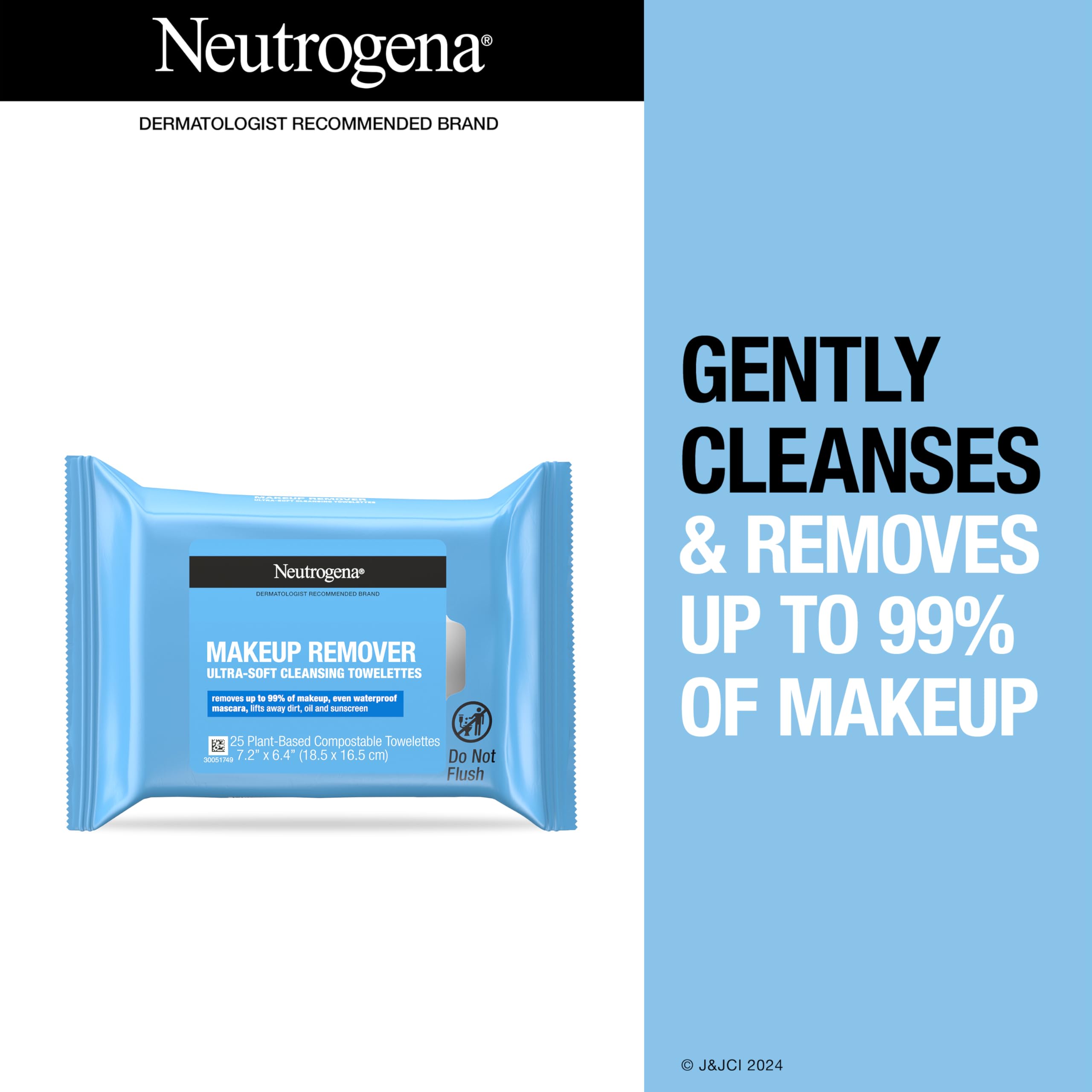 Neutrogena Makeup Remover Wipes Singles - 20 Individually Wrapped Facial Cleansing Towelettes | Alcohol-Free, Gently Removes Oil & Makeup | Perfect for Travel, Gym & On-the-Go Skincare