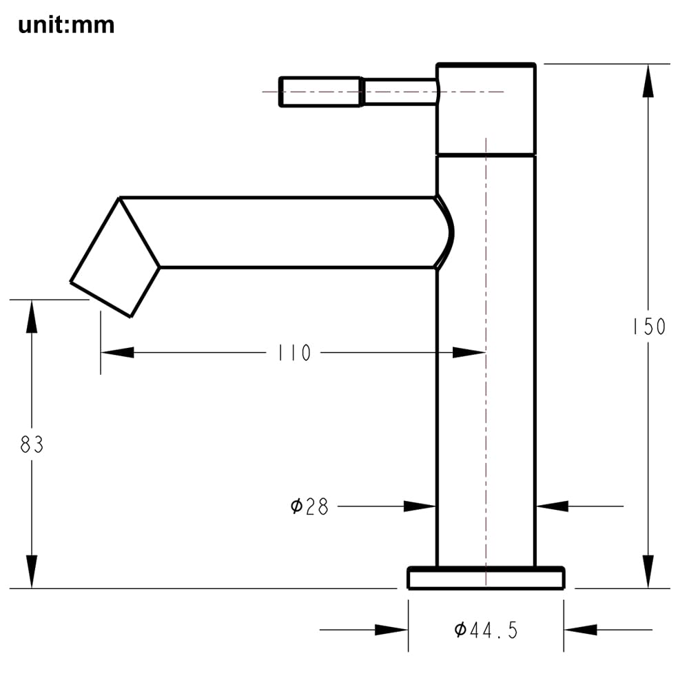 Cold Water Bathroom Faucet with Supply Hose - 304 Stainless Steel Single Handle Sink Faucet, Removable Aerator, Brushed Finish - Perfect for Guest Toilets, Powder Rooms & Water-Saving Applications