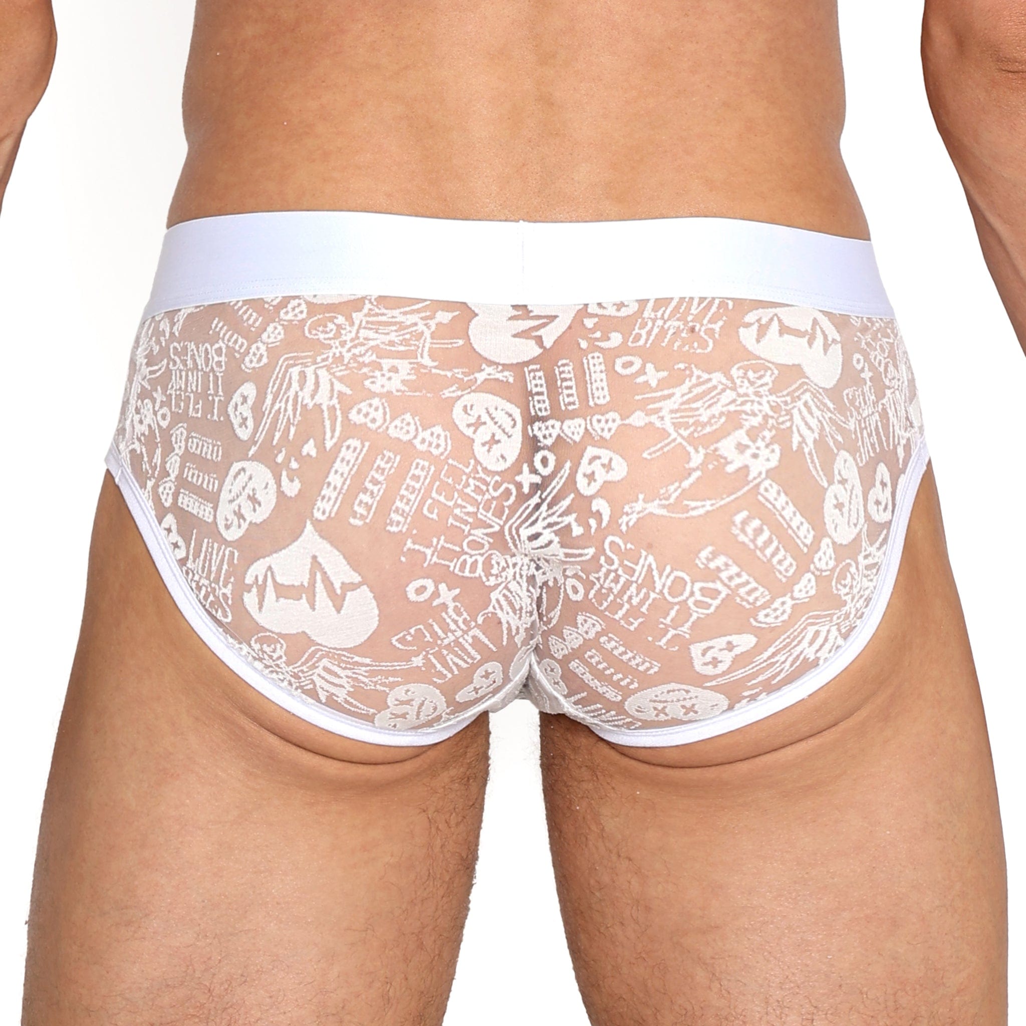 Love Bites Burnout White Brief - Sexy Lingerie for Women, Comfortable Cotton Underwear, Romantic Gift for Her - Perfect for Valentine's Day, Anniversary & Honeymoon