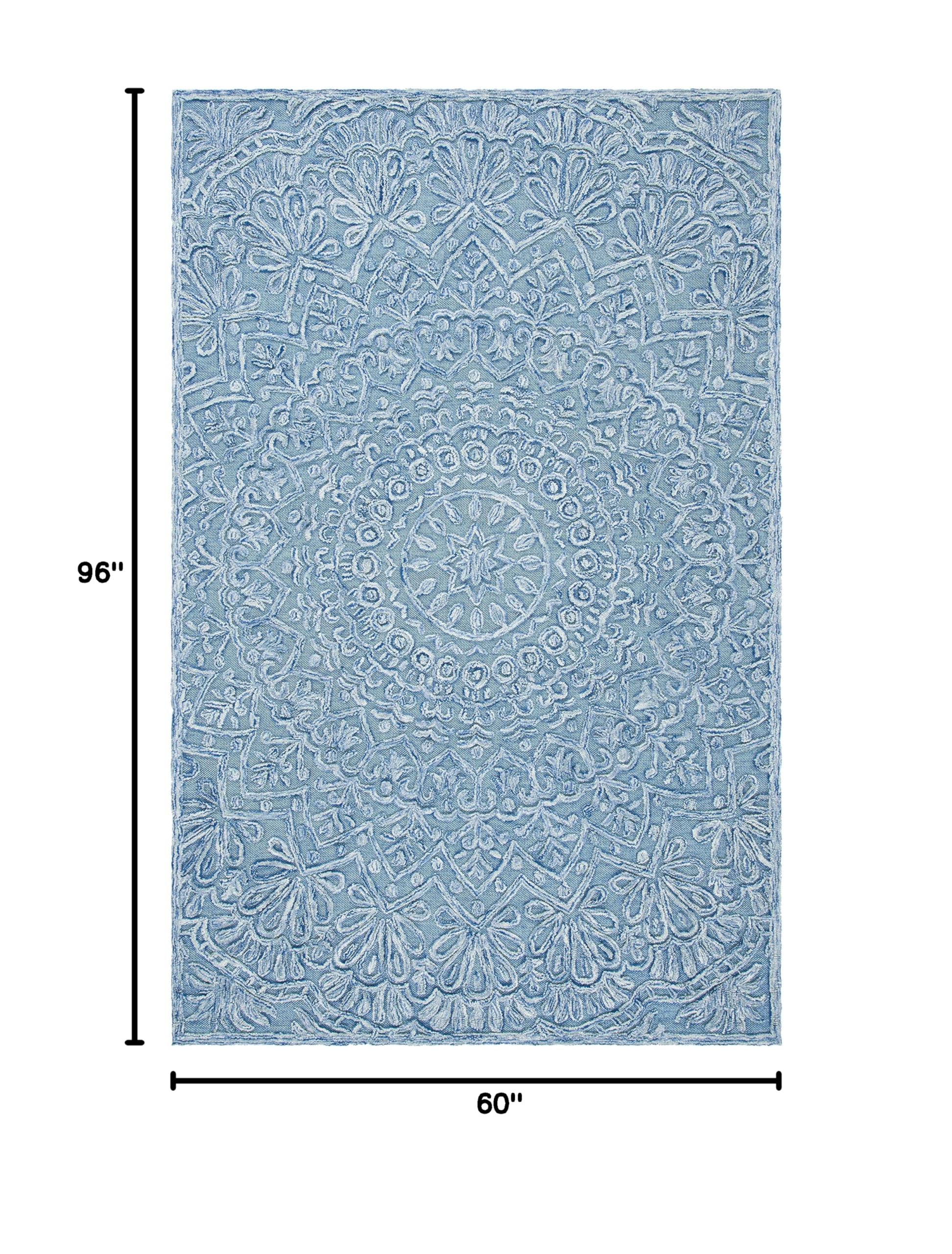 SAFAVIEH Trace Collection Handmade Wool Area Rug - 5' x 8' Blue & Light Green, Textured Design for Living Room & Bedroom, Durable for High Traffic Areas | Perfect for Home Decor, Family Gatherings & Cozy Spaces (TRC601M)