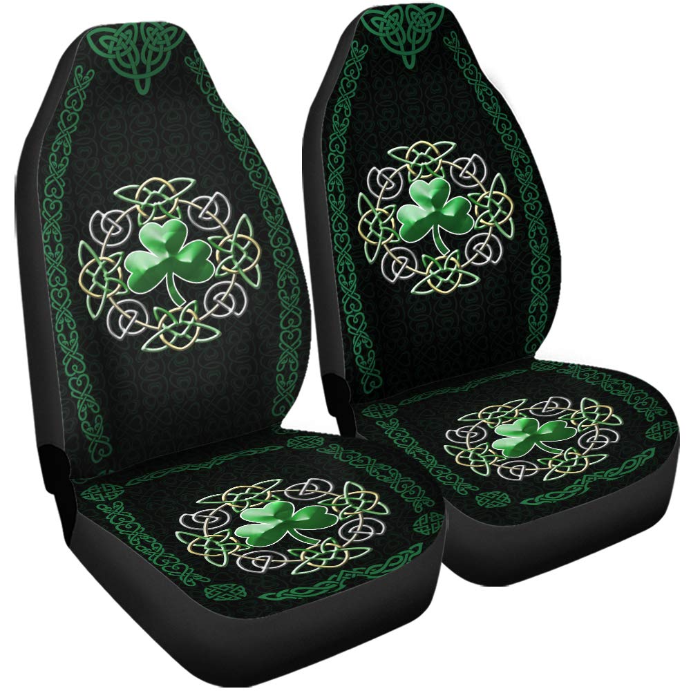 3D Irish Celtic Shamrock Clover Car Seat Covers - Universal Fit for Most Cars, SUVs & Trucks | St. Patrick's Day Car Accessories | Perfect for Irish-Themed Decor & Gift Giving