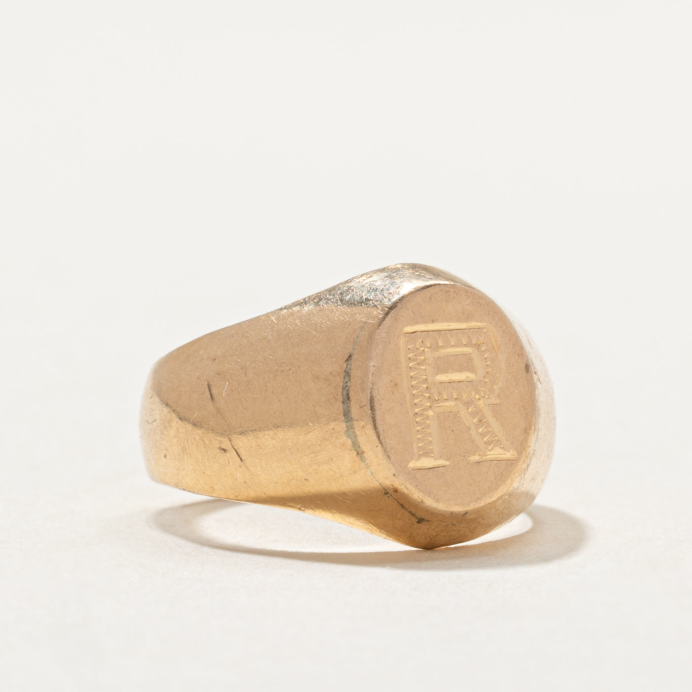 14K Yellow Gold Initial R Signet Ring for Women - Size 3.5 - Elegant Monogram Jewelry Gift for Her - Perfect for Engagements, Anniversaries & Special Occasions