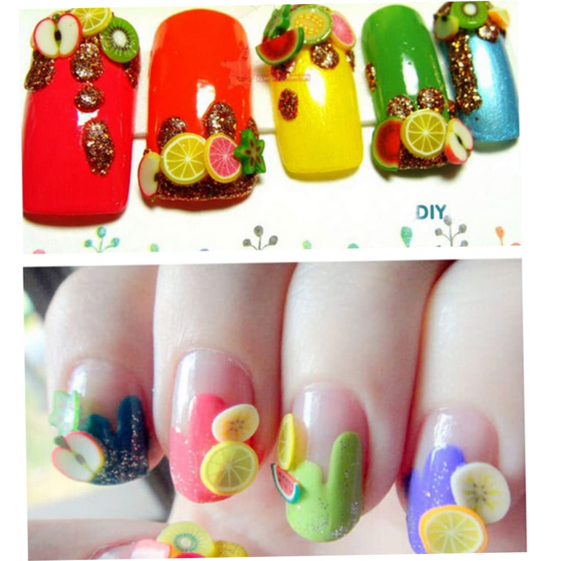 Creative Nail Art Decoration Kit - 12 Pattern Cute Polymer Clay Fruit Sticks for DIY Nail Designs - Perfect for Nail Salons, Home Manicures & Gift Giving
