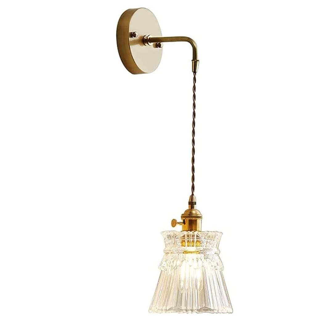 Vintage Copper Glass Wall Sconce Light - E27 Bulb Compatible Modern Long-Line Wall Lamp for Living Room, Bedroom, Hotel & Restaurant Decor - Perfect for Ambient Lighting in Hallways, Entryways and Dining Areas