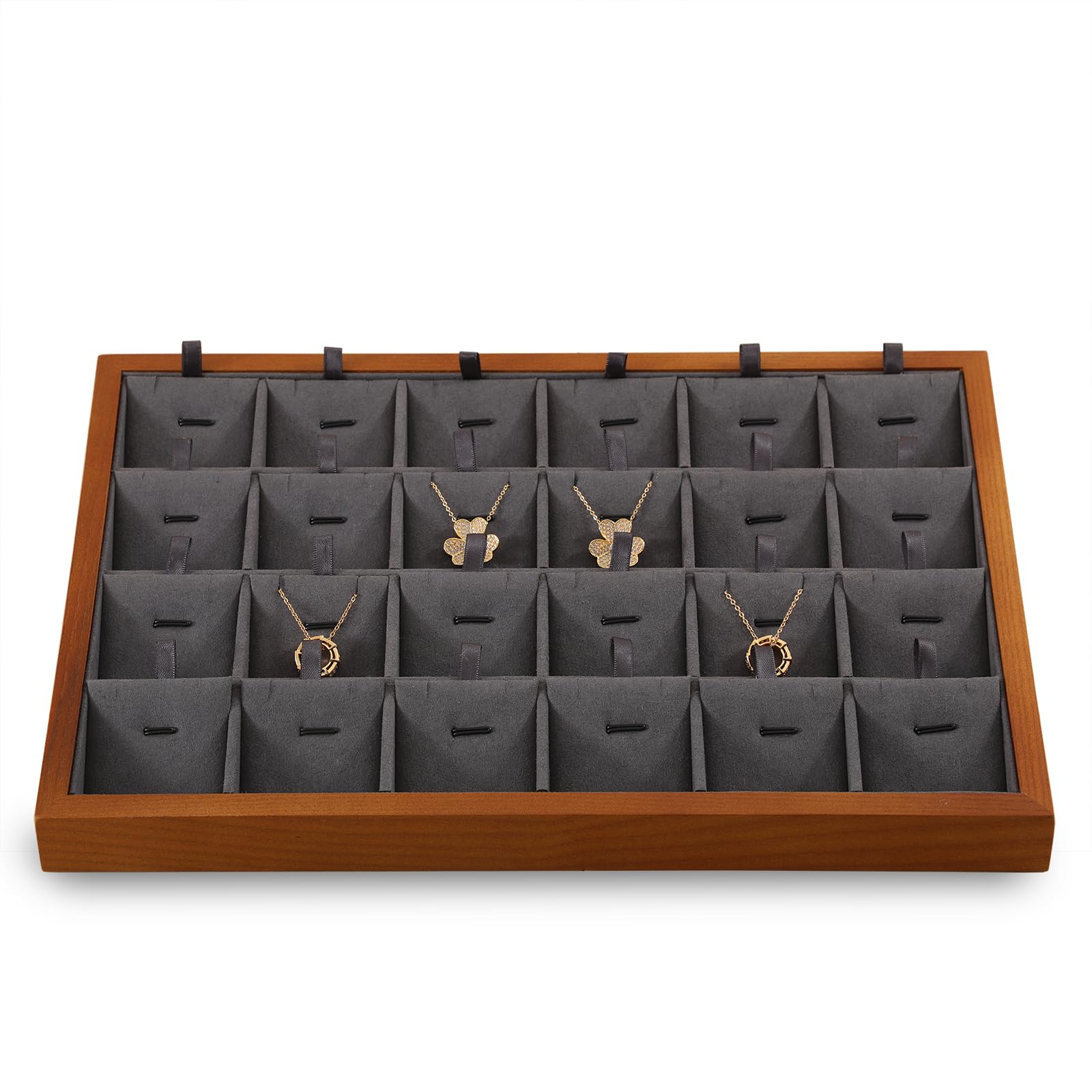 Wooden Jewelry Organizer Tray for Necklaces & Earrings - Premium Black Drawer Storage Box for Pendants & Accessories | Perfect for Bedroom Vanity, Travel Jewelry Case & Gift Packaging
