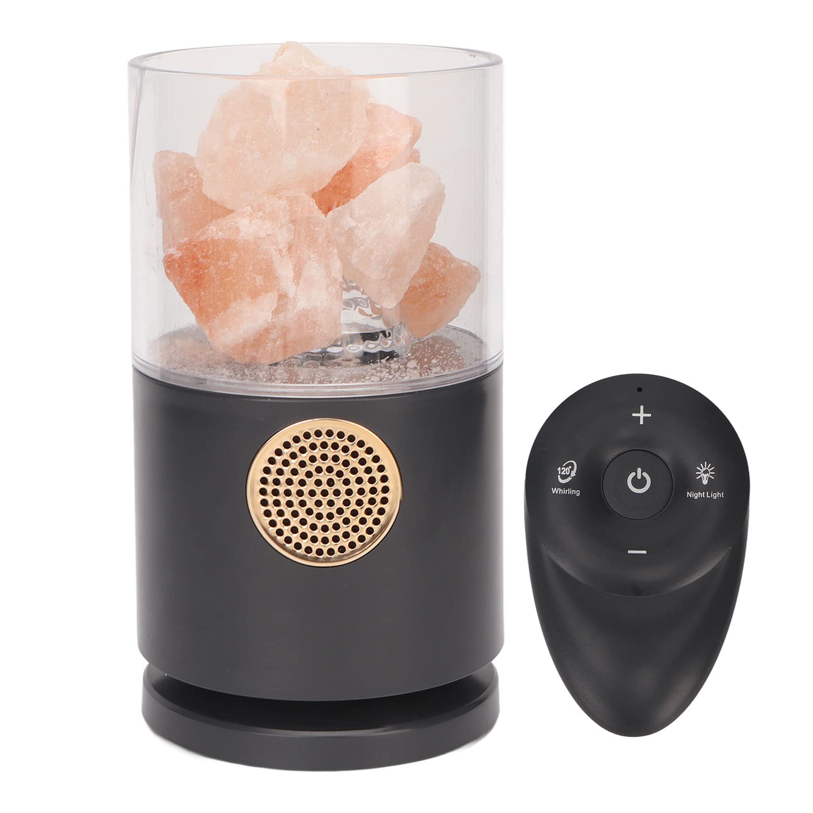 Projector Salt Lamp with Speaker & Remote Control - Crystal Salt Night Light for Bedroom, Studio, Yoga Room Decor - Perfect Gift Idea (Black) - Create Relaxing Ambiance for Meditation & Sleep