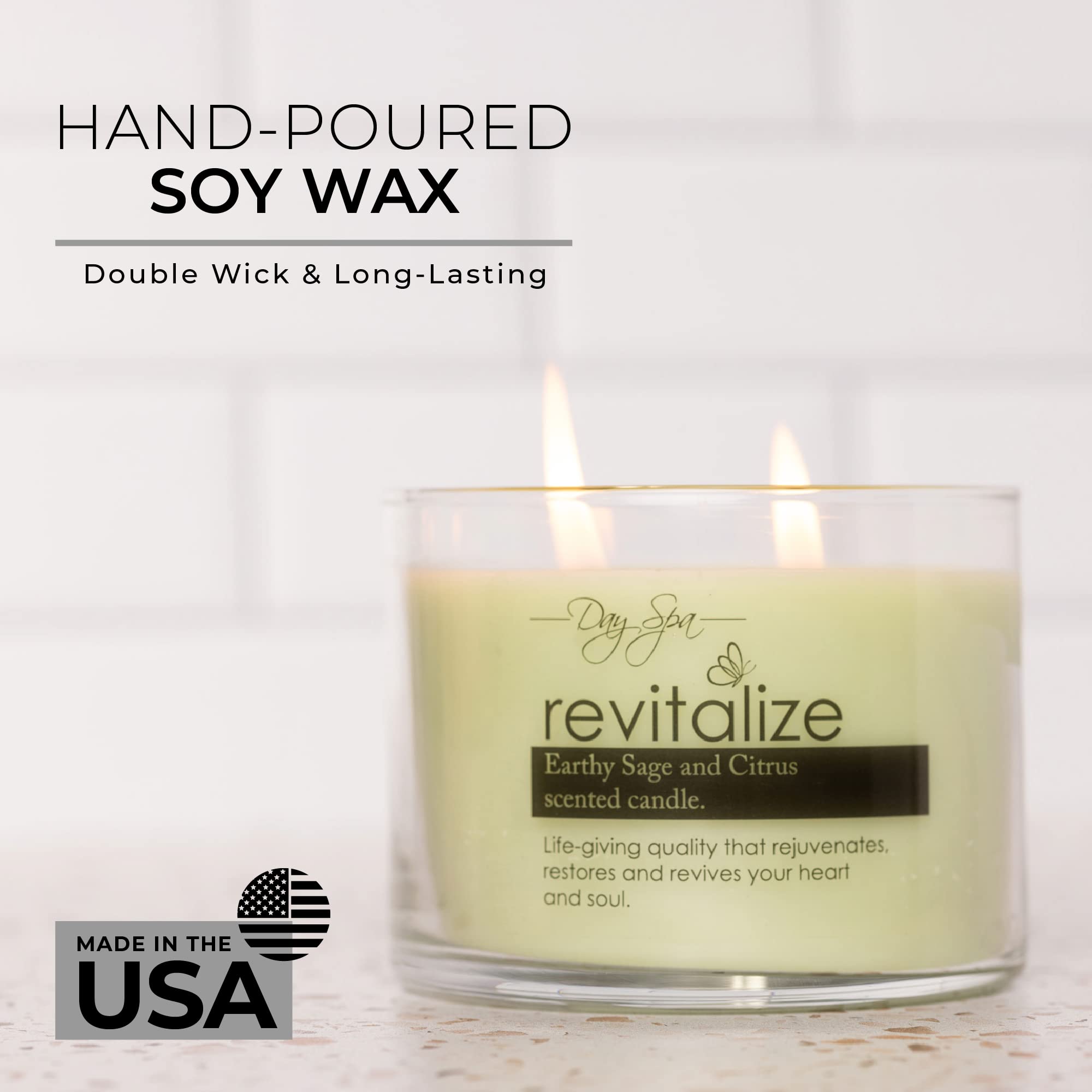Revitalizing Scented Soy Candle - 11oz Long-Lasting 55 Hours Burn Time, Spa Relaxation Aromatherapy Gift for Women - Perfect for Birthday, Home Decor, Meditation & Stress Relief