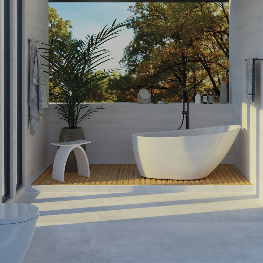 DAX Oval Freestanding Acrylic Bathtub - 63 x 29 Inches, White (BT 9092) | Modern Bathroom Luxury for Spa-Like Relaxation at Home