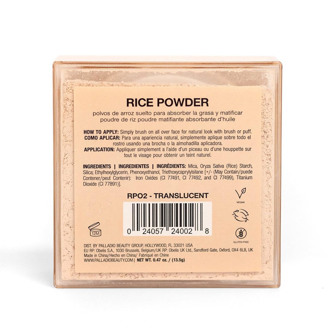 Palladio Translucent Rice Powder - Oil-Absorbing Loose Setting Powder for Smooth, Flawless Finish & Long-Lasting Makeup | Perfect for Daily Wear, Photo Shoots & Touch-Ups