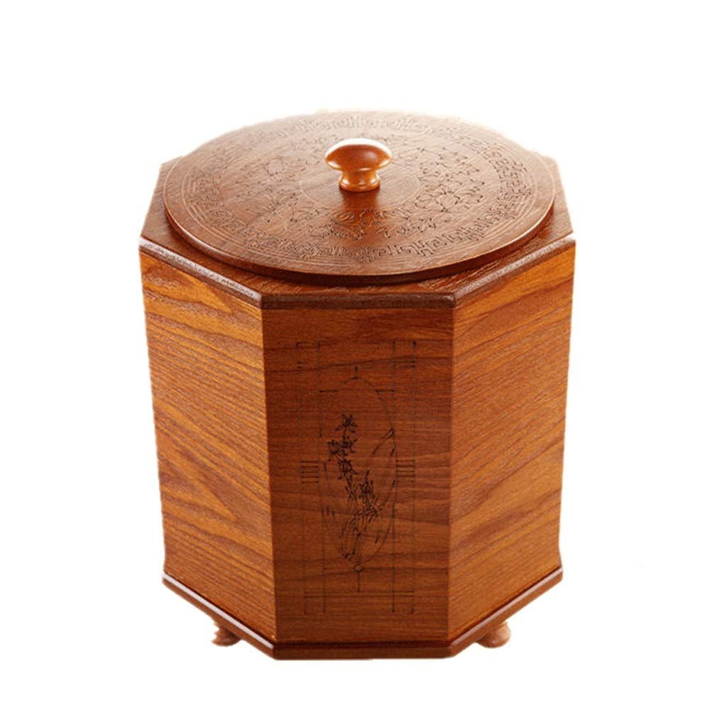 Vintage Wooden Trash Can with Removable Plastic Liner - 5L/169oz Retro Waste Basket for Home, Hotel & Restaurant - Eco-Friendly Indoor Recycling Bin for Bedroom, Kitchen & Office (Color: Classic Brown)