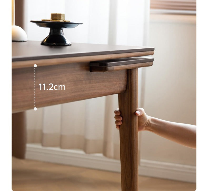 Solid Black Walnut Foldable Dining Table - Handcrafted Wooden Rock Plate for Kitchen, Dining Room & Small Spaces | Rustic Farmhouse Style Furniture