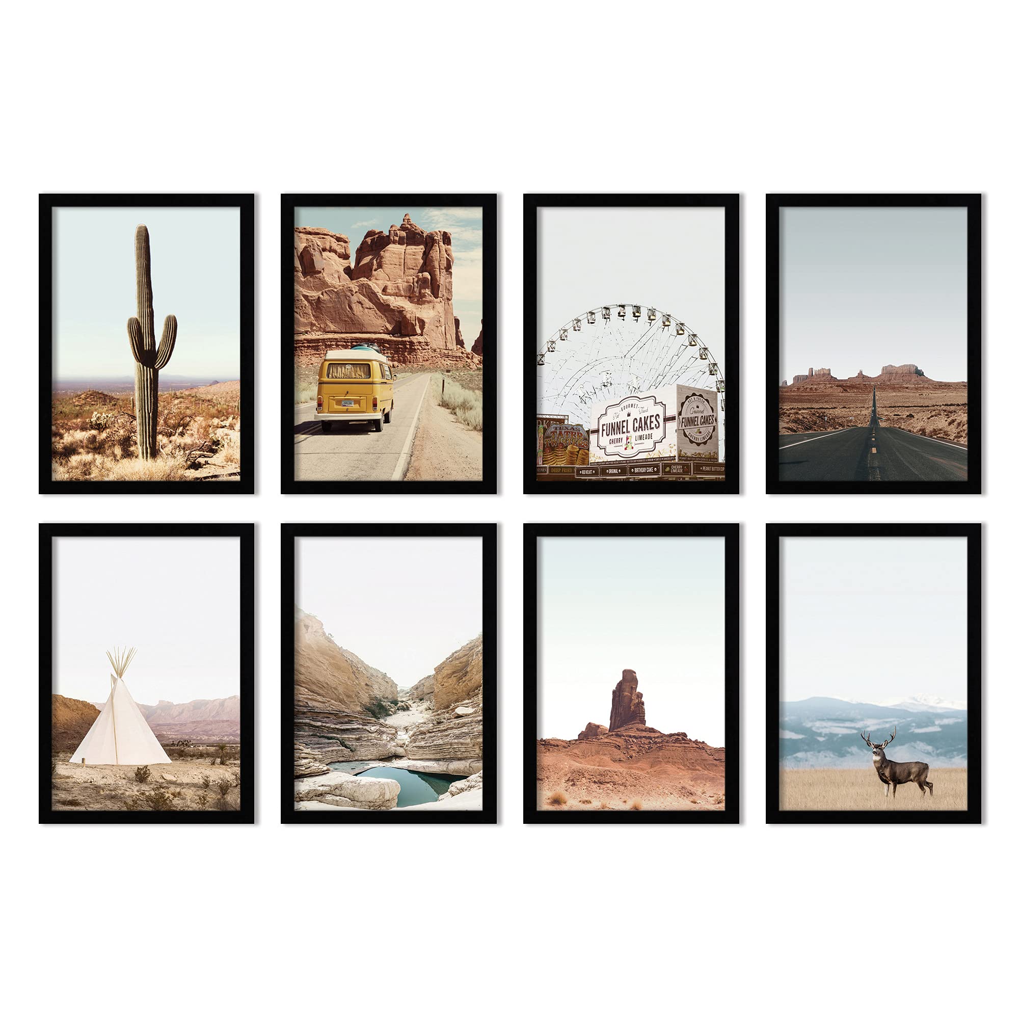 Americanflat 8-Piece 8x10 Black Framed Wall Art Set - Neutral Southwest Photography Prints by Tanya Shumkina | Modern Home Decor for Living Room, Bedroom & Office