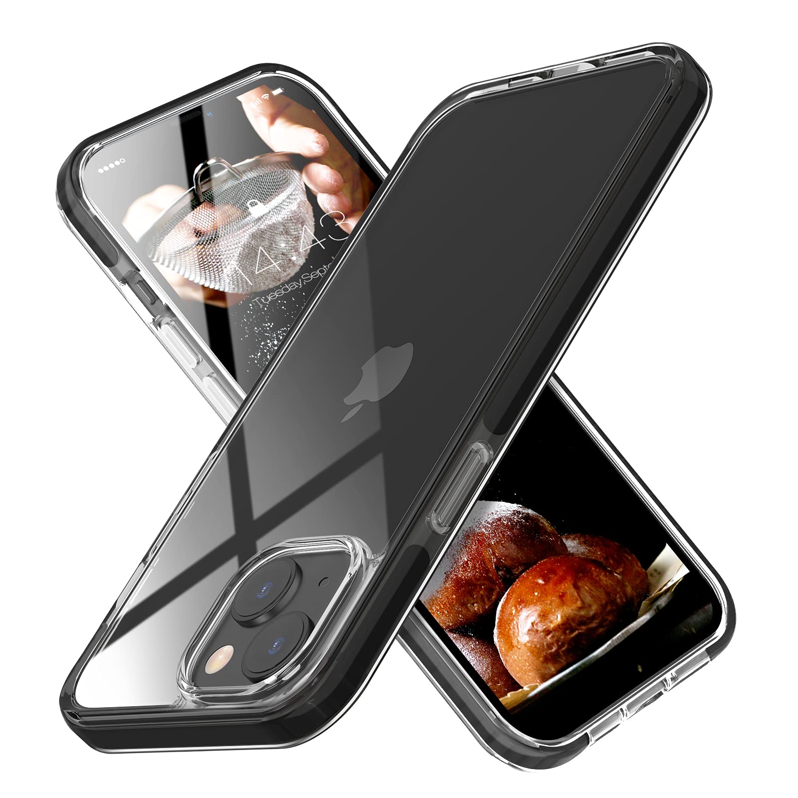 MATEPROX iPhone 13 Mini Case & iPhone 12 Mini Case - Ultra Thin Clear Crystal Transparent Shockproof Bumper Cover (Black) | Perfect for Everyday Protection and Stylish Look